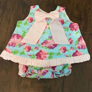 RuffleButts Floral swing top with bloomers